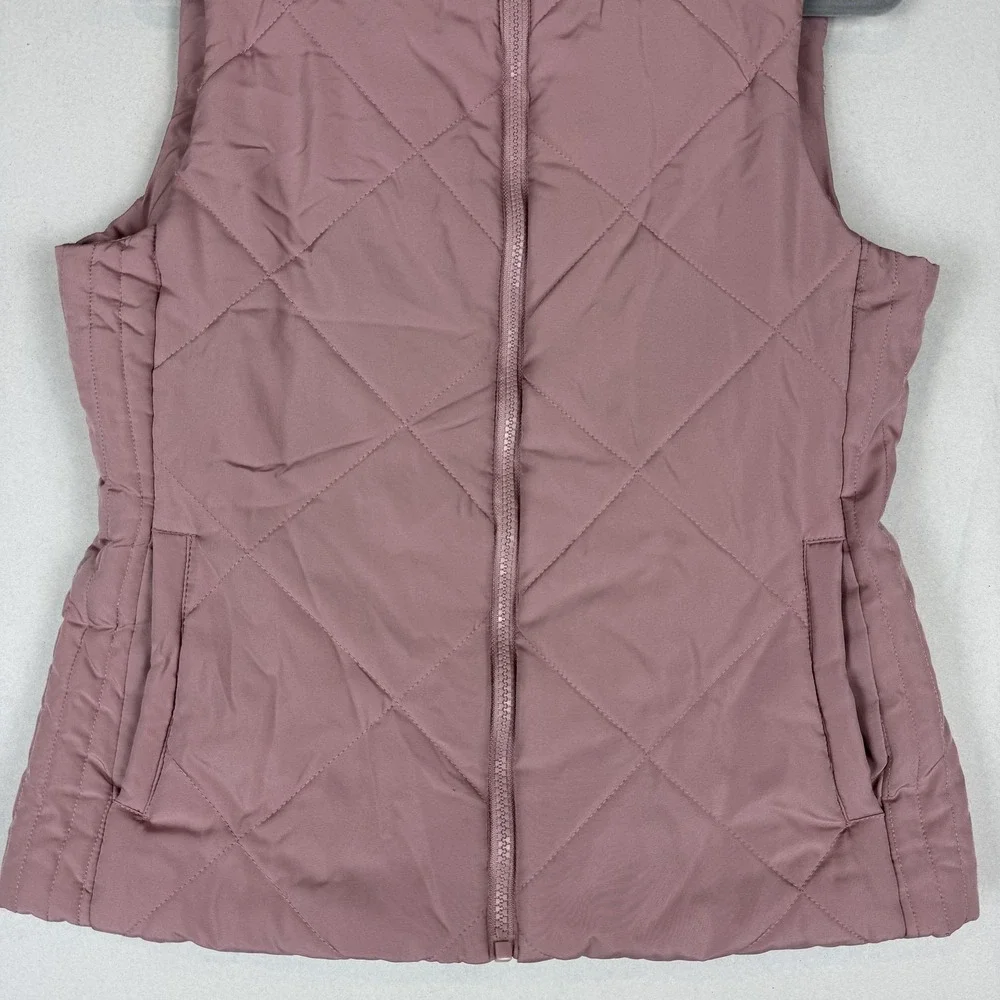 New York & Company Vest Womens Small Pink Quilted Full‎ Zip Puffer Mock Neck